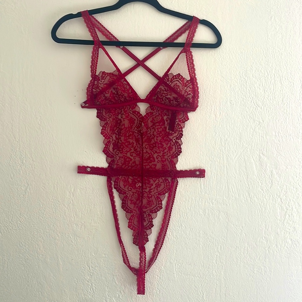 Dreamgirl Brand Red Lace Teddy; One Size
